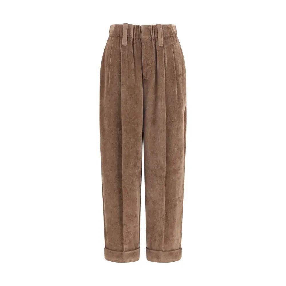 Brunello Cucinelli Brown Viscose Casual Pants