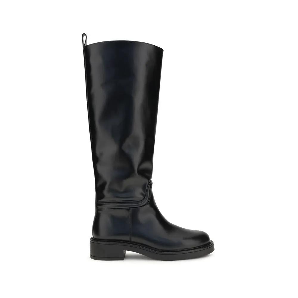 Stuart Weitzman Sample Sale | Stuart Weitzman Black Calf Leather Bos Taurus Flat Boots - | Designer outlet