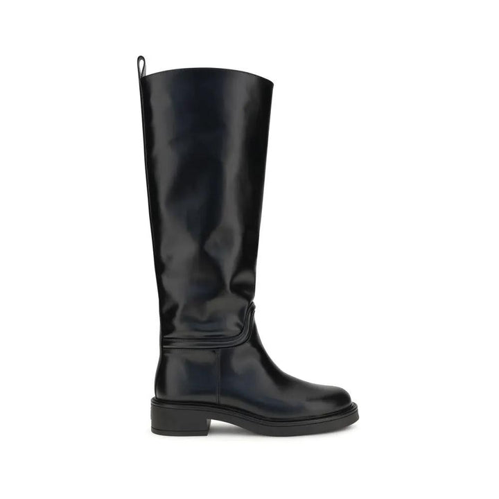 Stuart Weitzman Sample Sale | Stuart Weitzman Black Calf Leather Bos Taurus Flat Boots - | Designer outlet