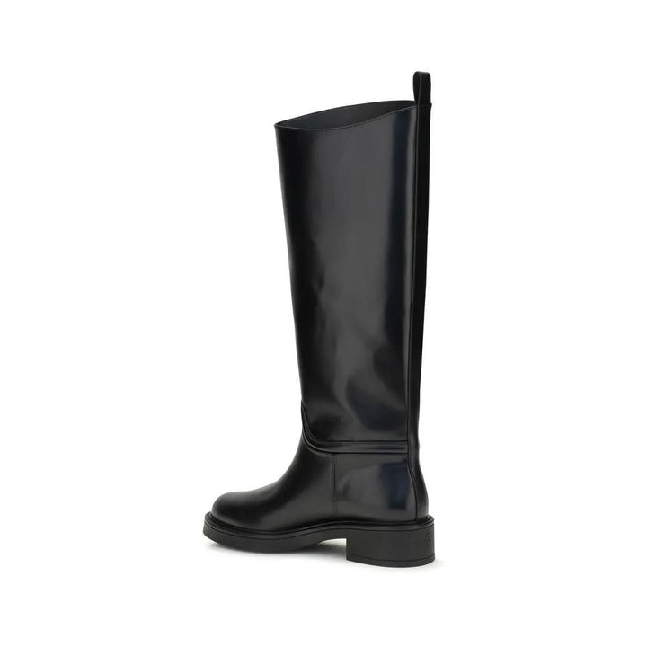 Stuart Weitzman Sample Sale | Stuart Weitzman Black Calf Leather Bos Taurus Flat Boots - | Designer outlet