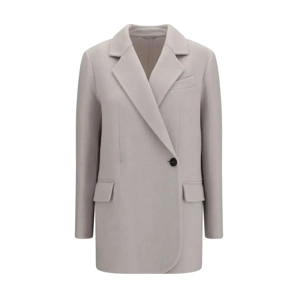 Brunello Cucinelli Sample Sale | Brunello Cucinelli White Wool Oves Aries Full-Length Jacket - | Designer outlet