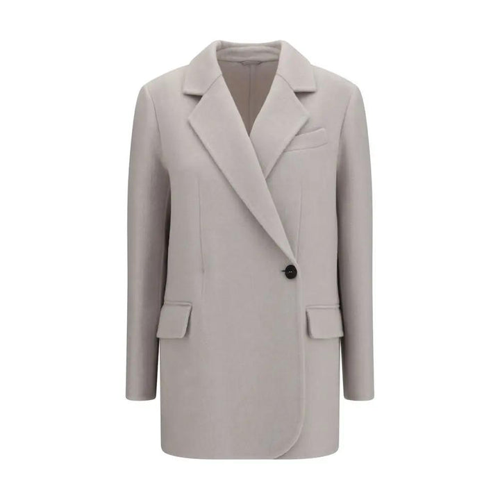 Brunello Cucinelli Sample Sale | Brunello Cucinelli White Wool Oves Aries Full-Length Jacket - | Designer outlet