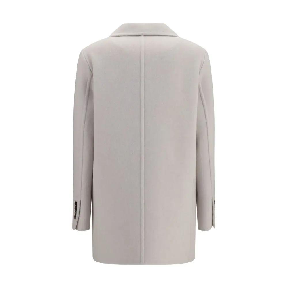 Brunello Cucinelli Sample Sale | Brunello Cucinelli White Wool Oves Aries Full-Length Jacket - | Designer outlet