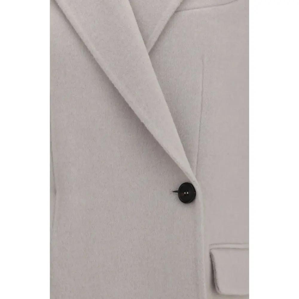 Brunello Cucinelli Sample Sale | Brunello Cucinelli White Wool Oves Aries Full-Length Jacket - | Designer outlet