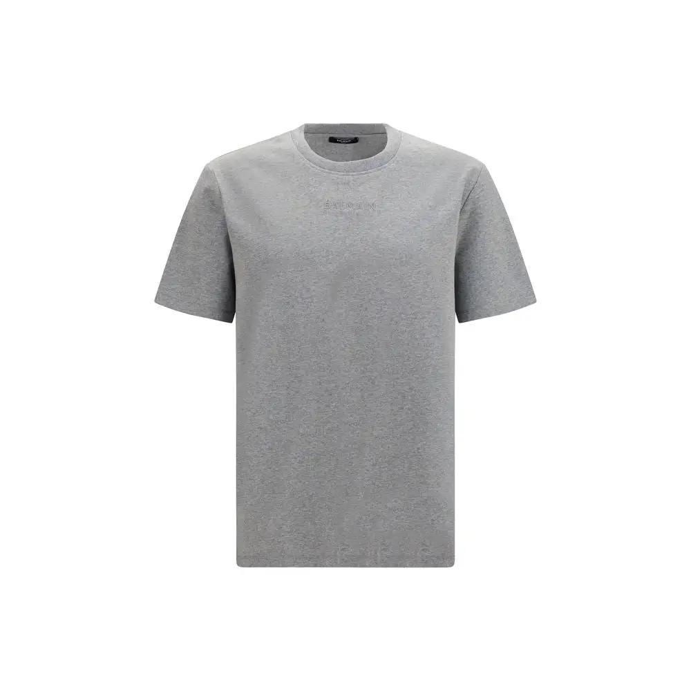 Balmain Gray Cotton T-Shirt
