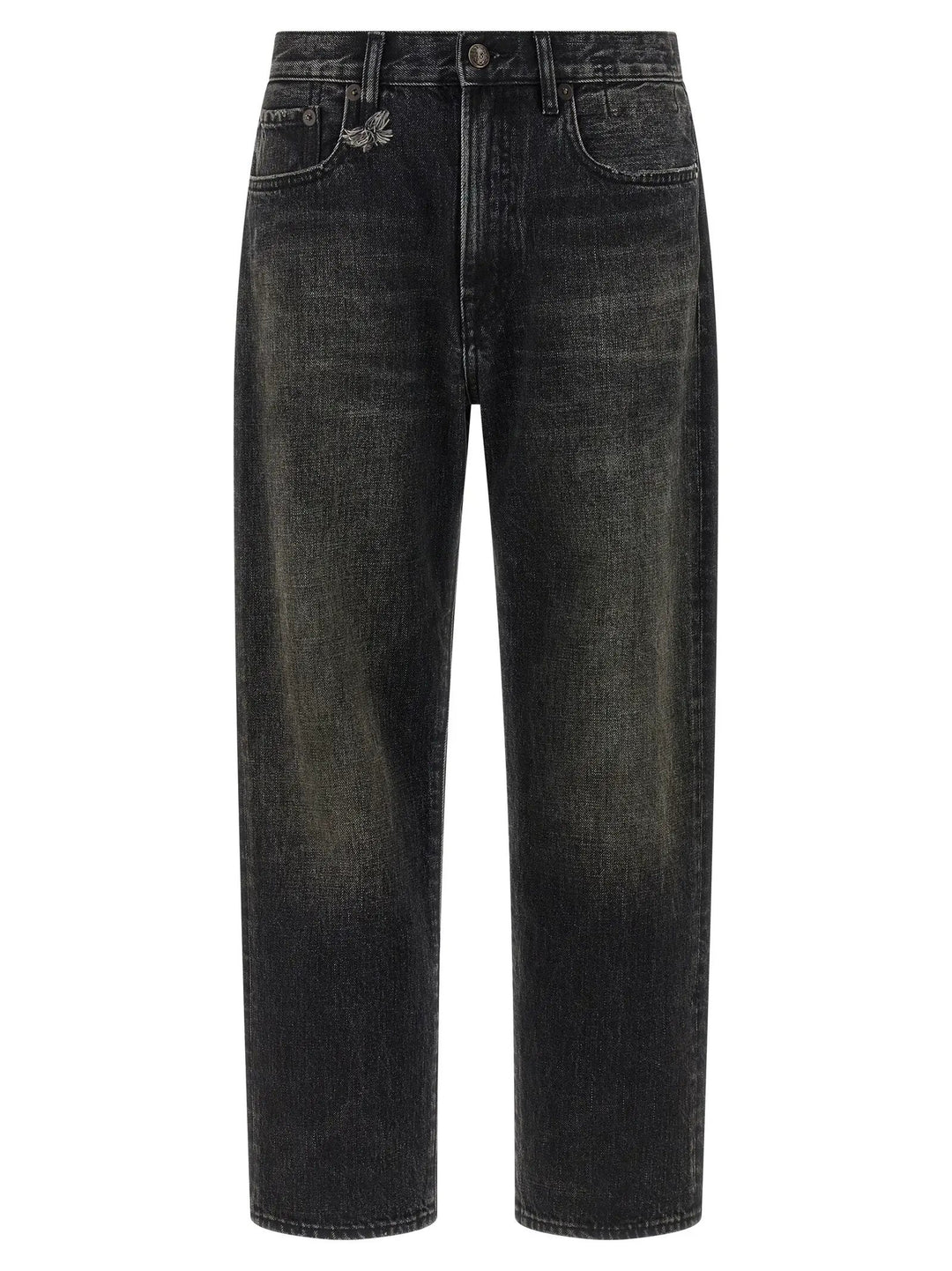 R13 Black Cotton Straight-Leg Jeans