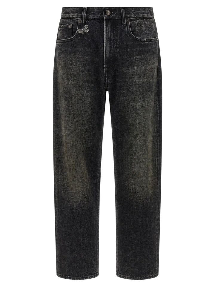 R13 Black Cotton Straight-Leg Jeans