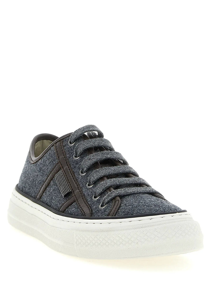 Brunello Cucinelli Gray Virgin Wool Low Top Sneakers