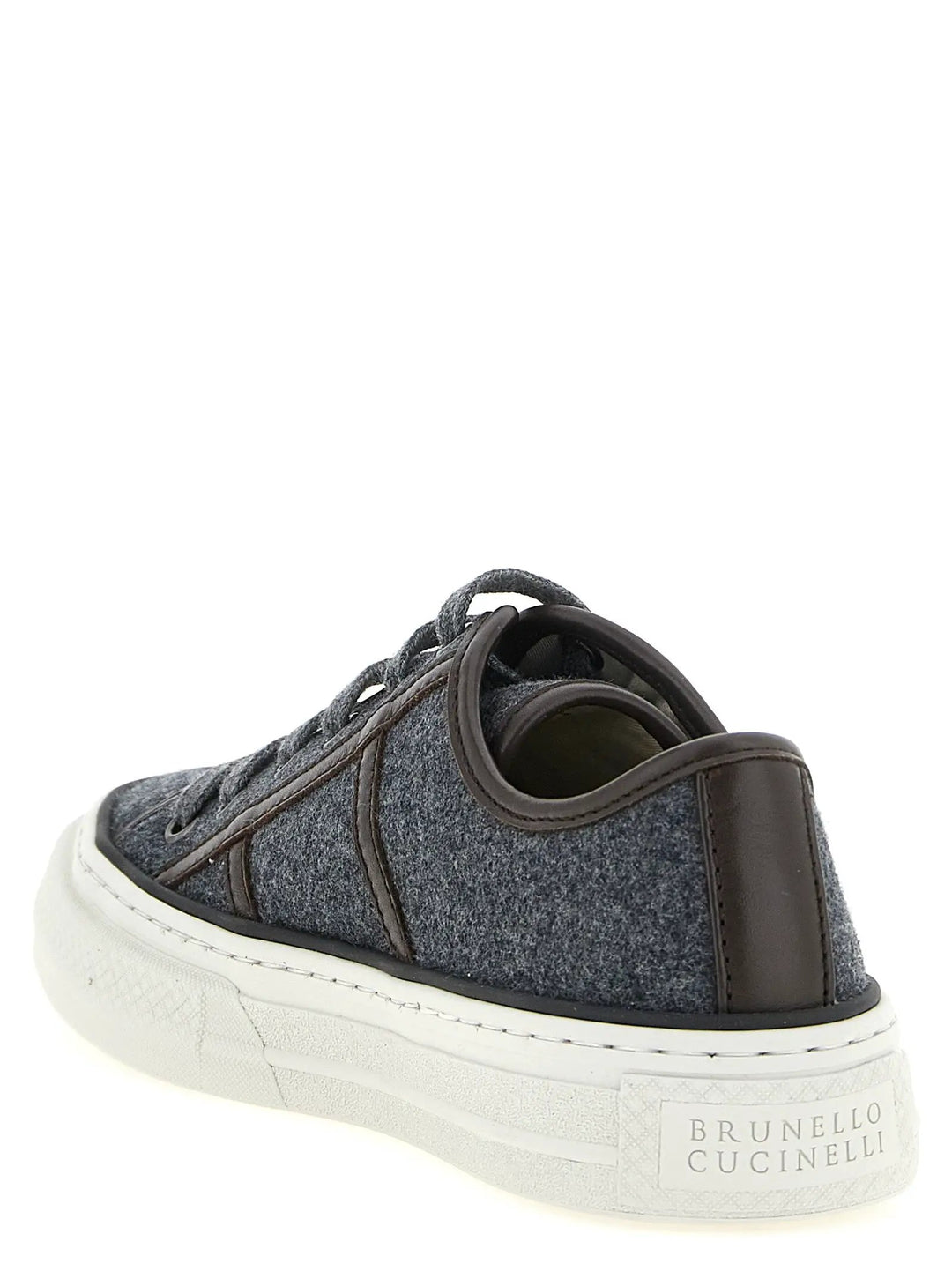 Brunello Cucinelli Gray Virgin Wool Low Top Sneakers