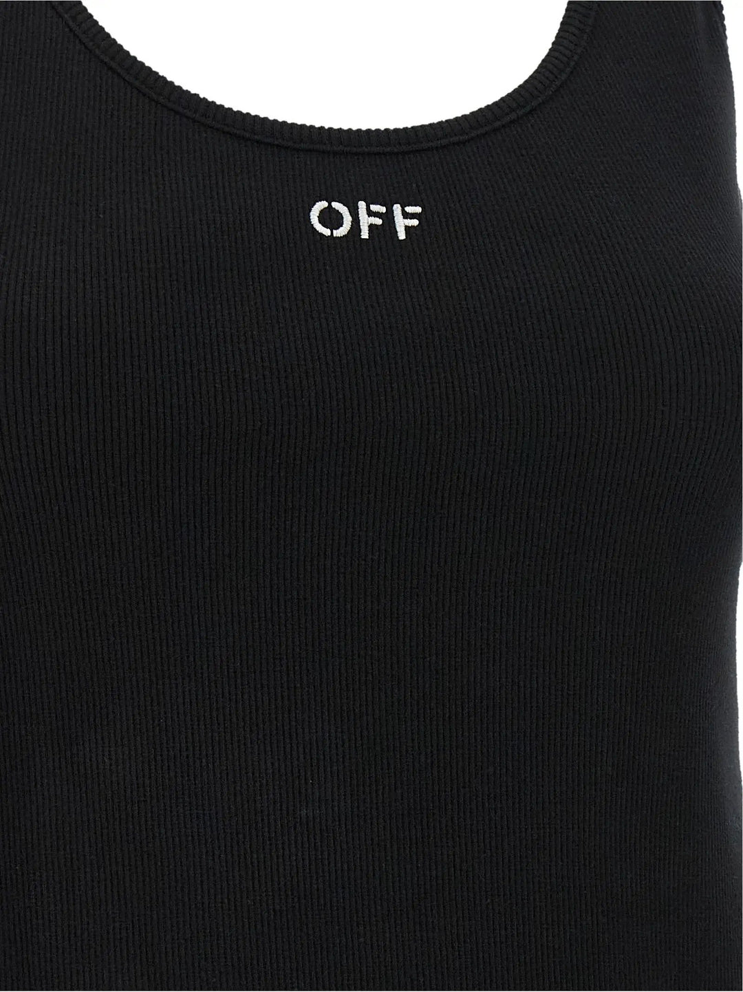 Off-White Black Cotton Tank Tops