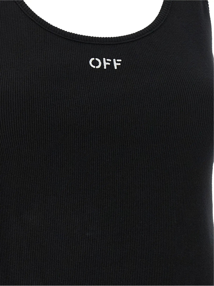 Off-White Black Cotton Tank Tops