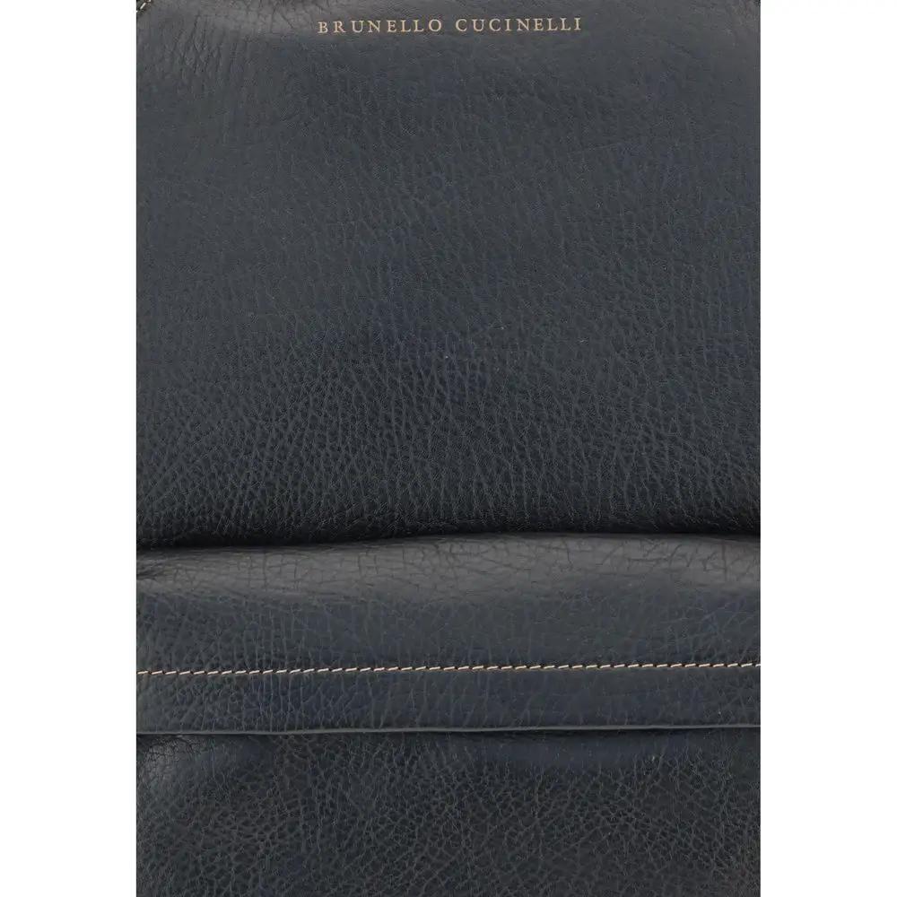 Brunello Cucinelli Black Calf Leather Bos Taurus Handbag