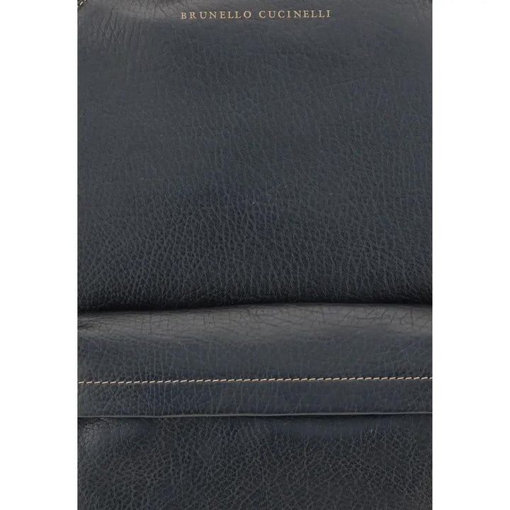 Brunello Cucinelli Black Calf Leather Bos Taurus Handbag