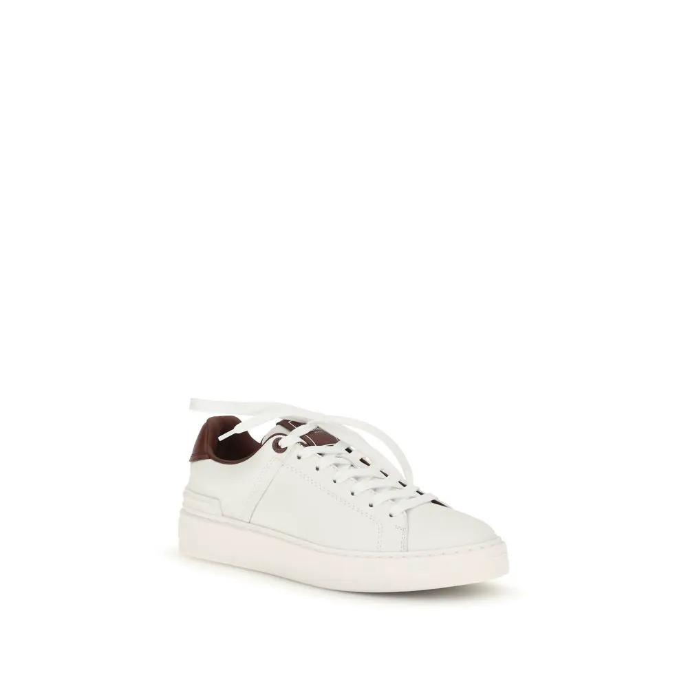Balmain Sample Sale | Balmain White Calf Leather Bos Taurus Athletic Sneakers - | Designer outlet