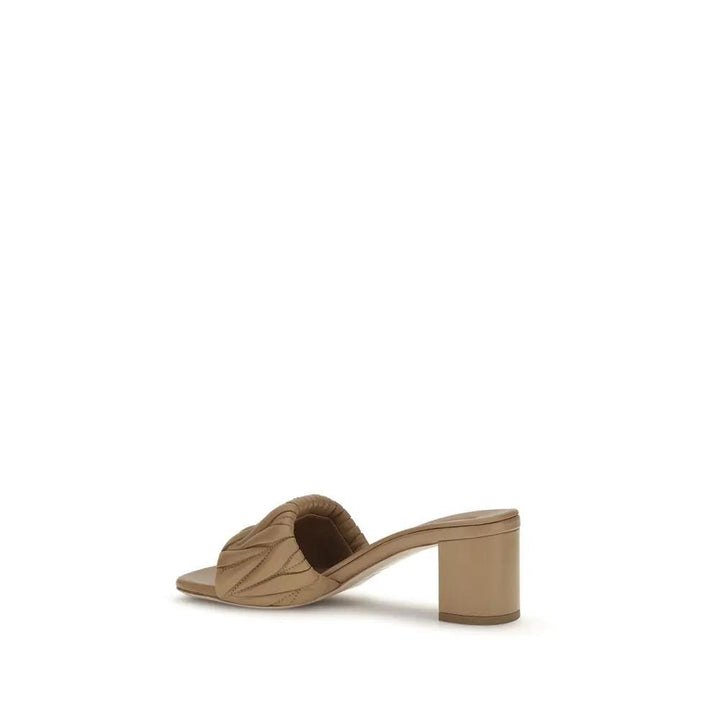 Miu Miu Beige Lamb Ovis Aries Aries Platform Sandals