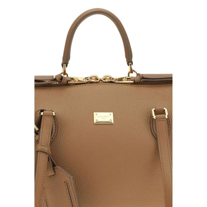 Dolce &amp; Gabbana Beige Calf Leather Bos Taurus Shoulder Bag