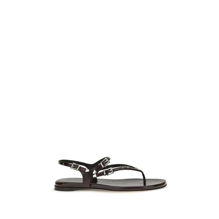 Chloé Sample Sale | Chloé Black Calf Leather Bos Taurus Flat Sandals - | Designer outlet