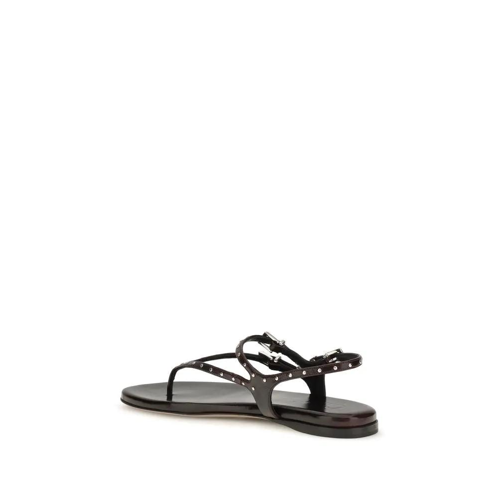 Chloé Sample Sale | Chloé Black Calf Leather Bos Taurus Flat Sandals - | Designer outlet
