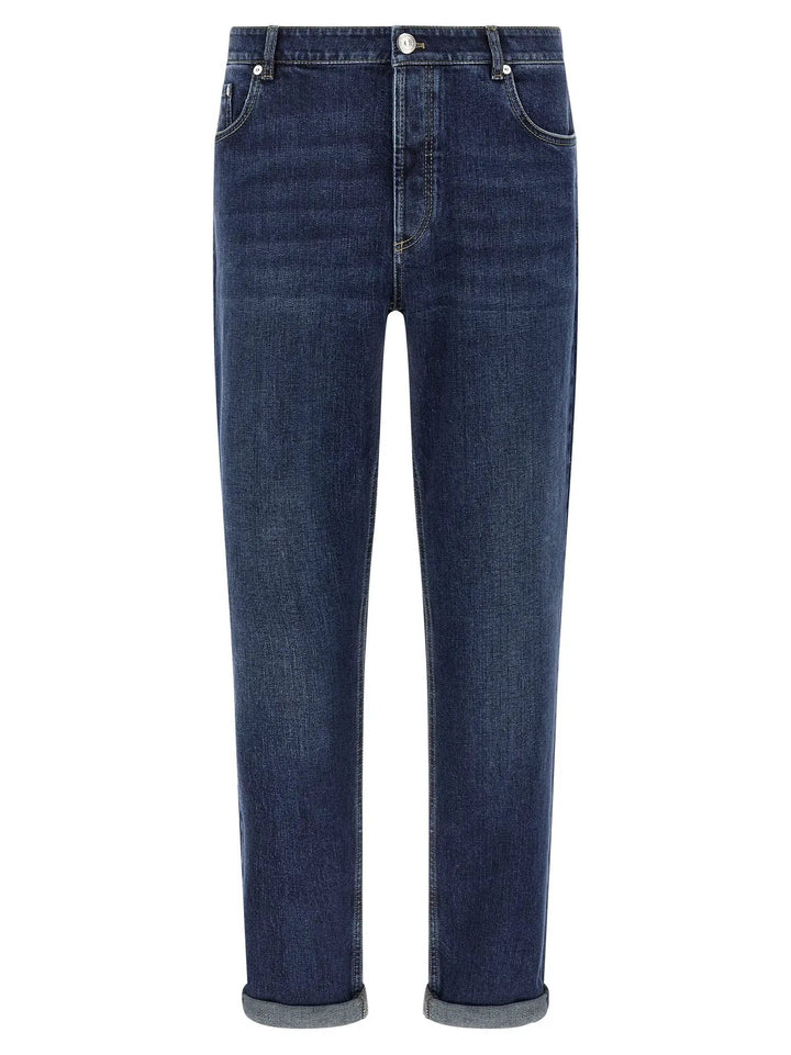 Brunello Cucinelli Blue Cotton Straight-Leg Jeans