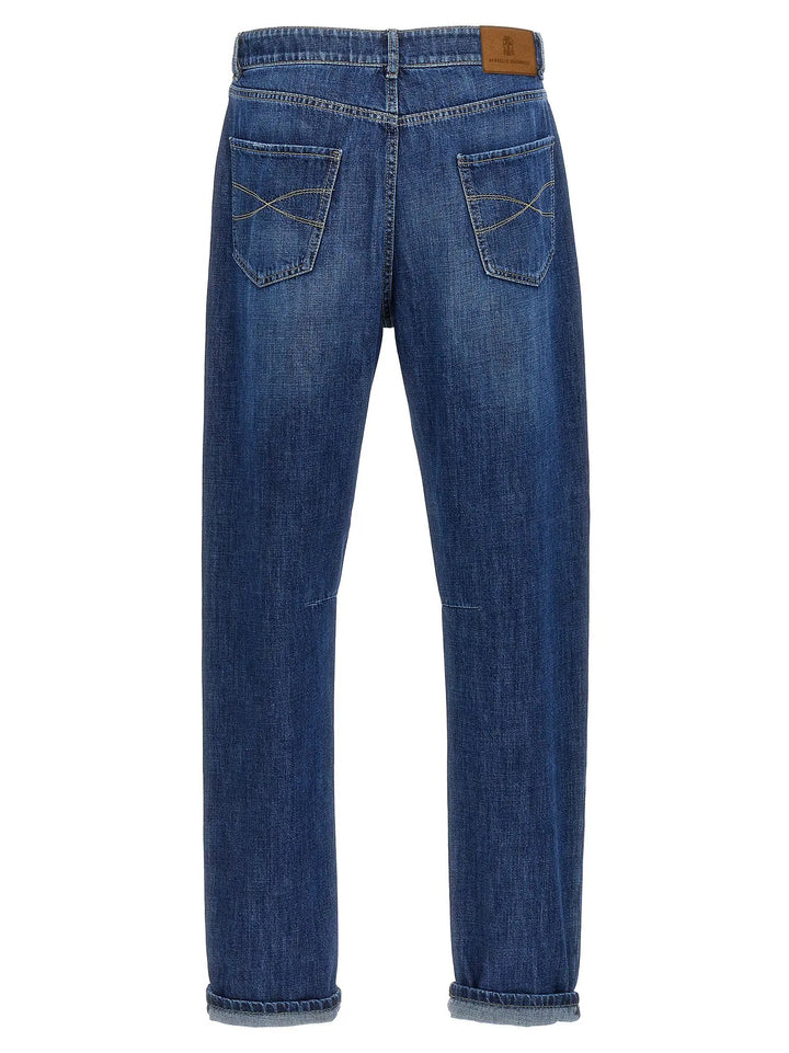 Brunello Cucinelli Blue Cotton Relaxed Fit Jeans