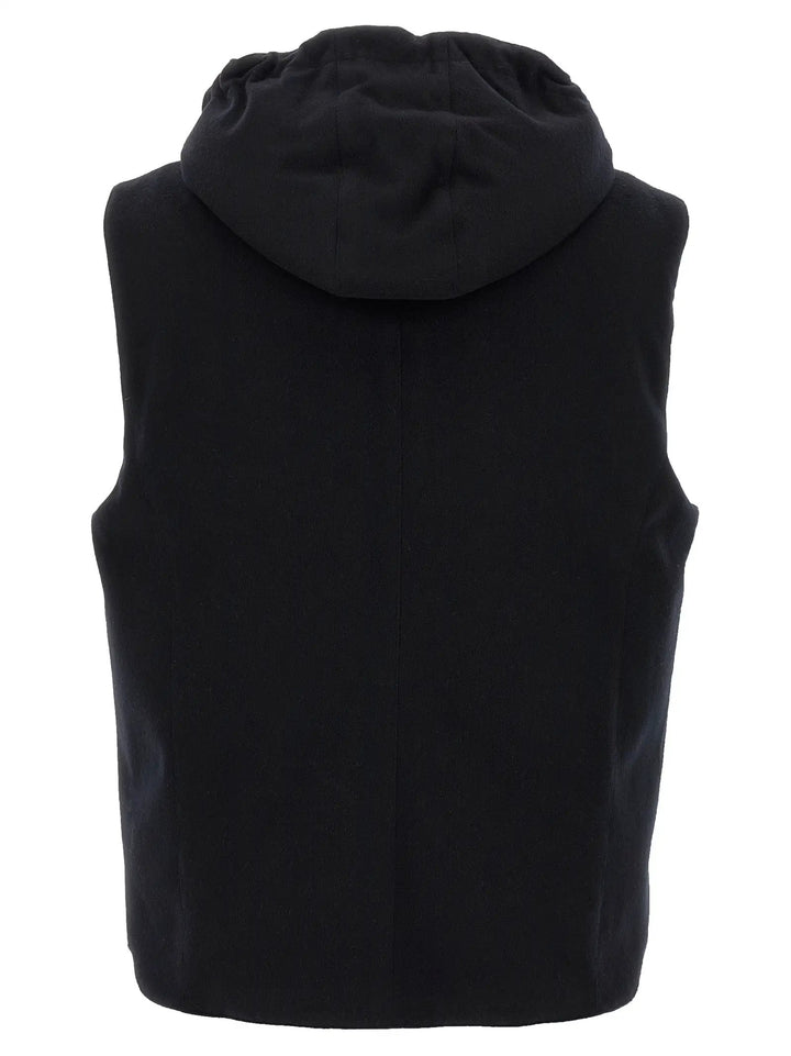 Brunello Cucinelli Black Wool Sleeveless Jacket