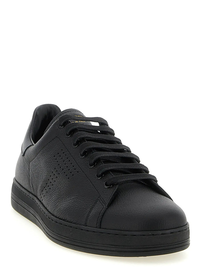 Tom Ford Black Leather Low Top Sneakers