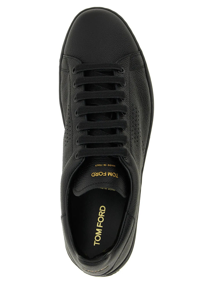 Tom Ford Black Leather Low Top Sneakers