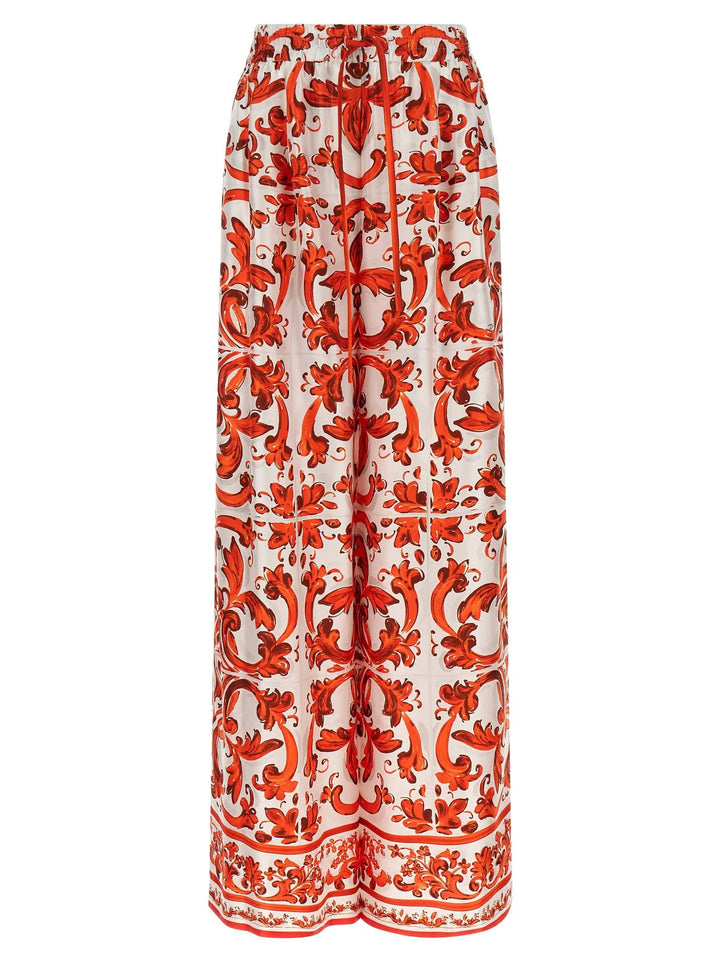 Dolce &amp; Gabbana Orange Silk Flared Pants