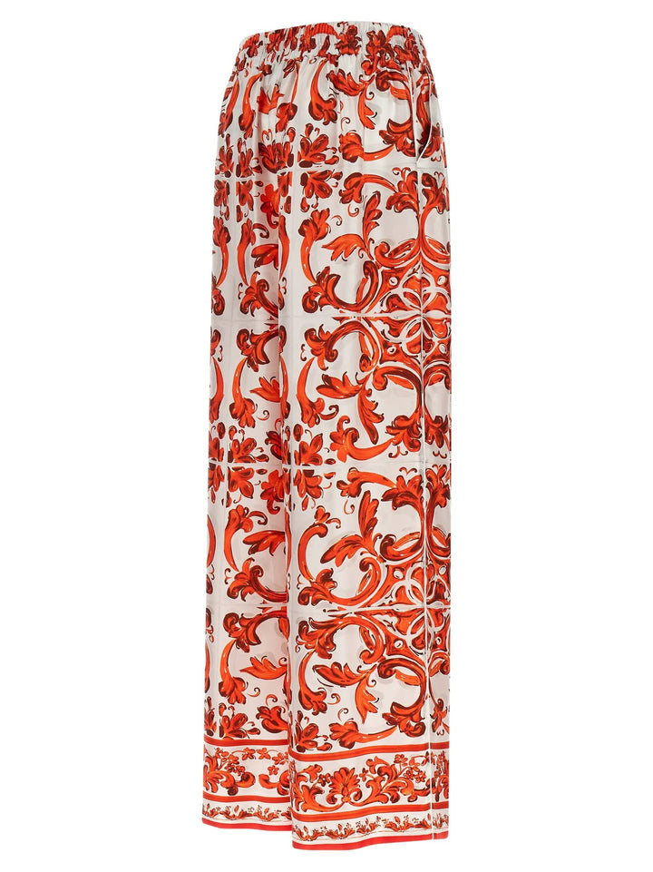 Dolce &amp; Gabbana Orange Silk Flared Pants