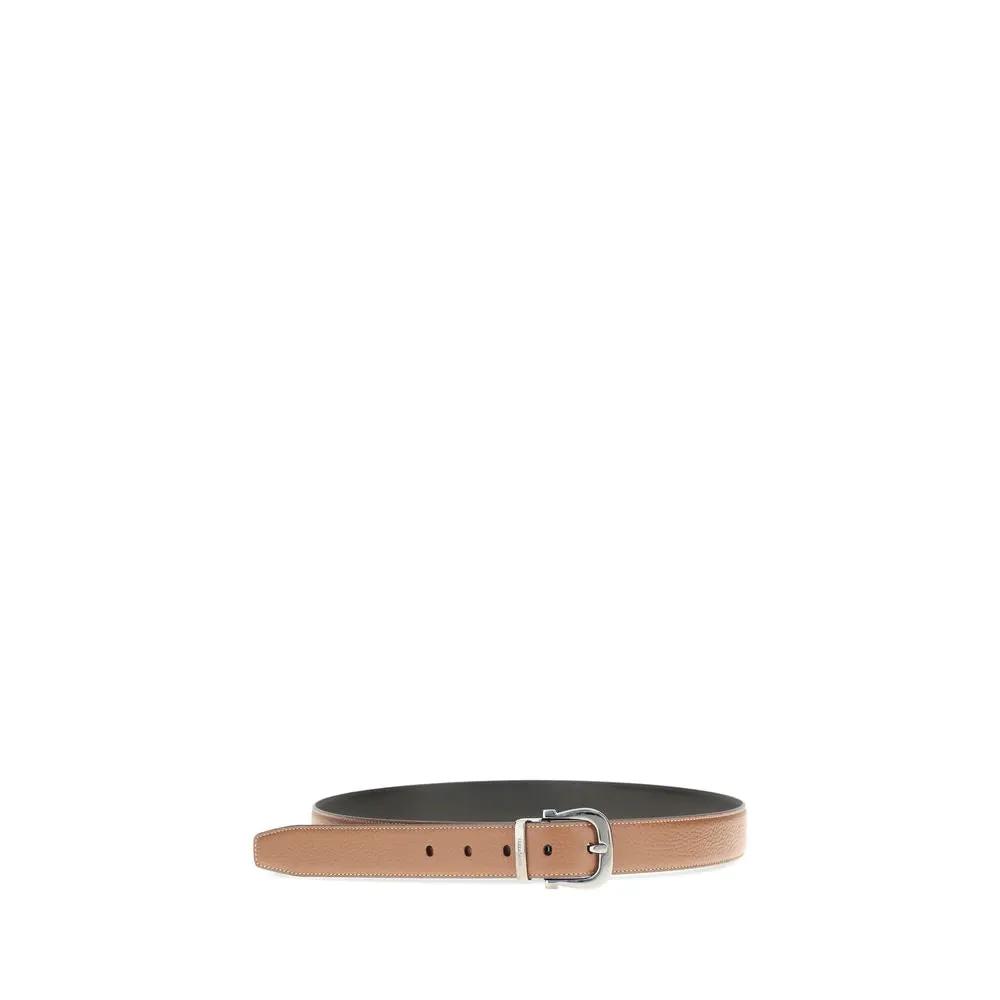 Ferragamo Sample Sale | Ferragamo Brown Calf Leather Bos Taurus Regular Belt - | Designer outlet