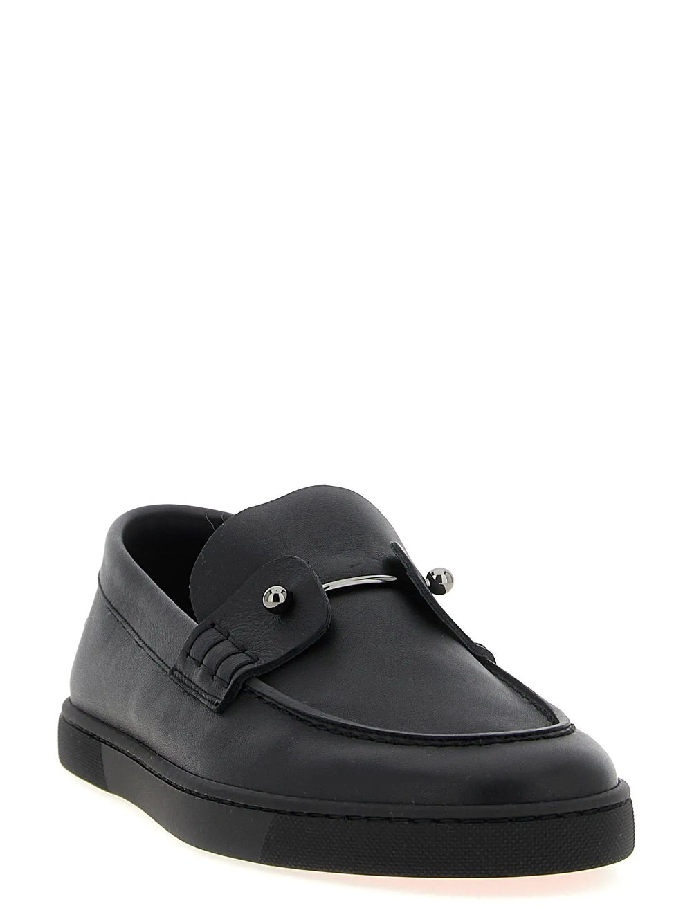 Christian Louboutin Sample Sale | Christian Louboutin Black Calfskin Slip-On Loafers - | Designer outlet
