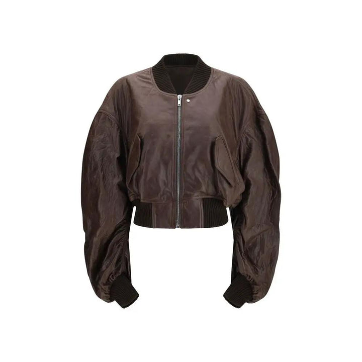 Rick Owens Brown Calf Leather Bos Taurus Bomber