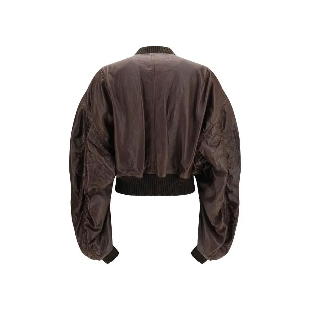 Rick Owens Sample Sale | Rick Owens Brown Calf Leather Bos Taurus Bomber - | Designer outlet