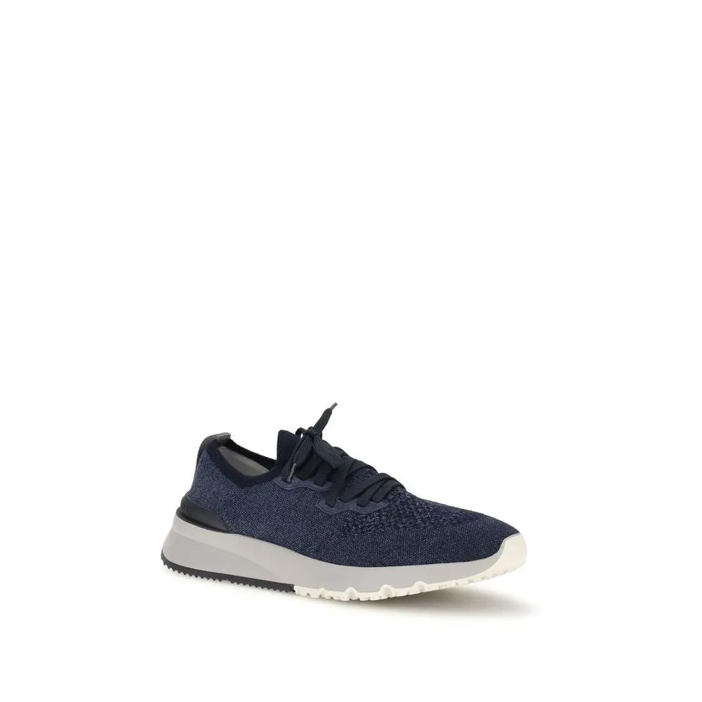 Brunello Cucinelli Sample Sale | Brunello Cucinelli Blue Cotton Athletic Sneakers - | Designer outlet