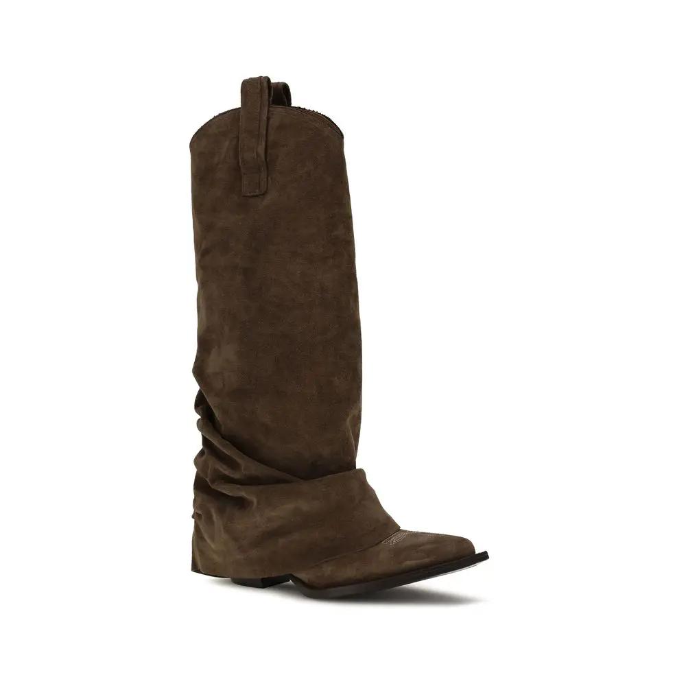 R13 Sample Sale | R13 Brown Calf Leather Bos Taurus Boots - | Designer outlet