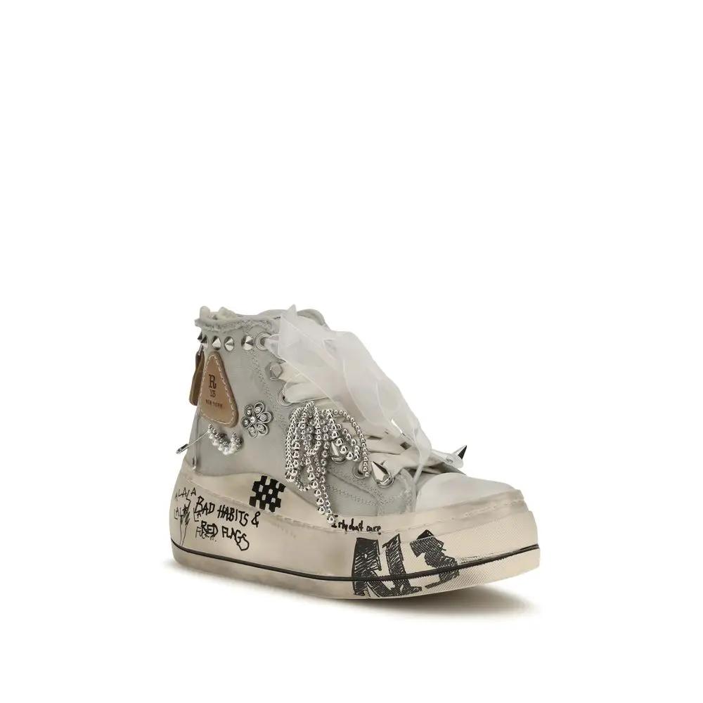 R13 Sample Sale | R13 White Cotton High Top Sneakers - | Designer outlet