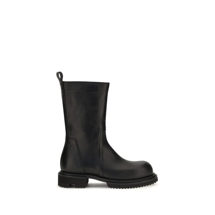 Rick Owens Black Calf Leather Bos Taurus Flat Boots
