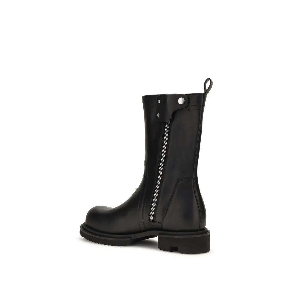 Rick Owens Black Calf Leather Bos Taurus Flat Boots
