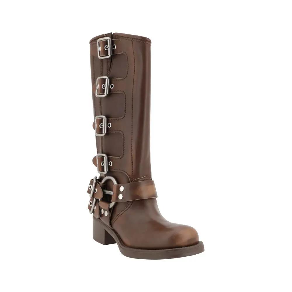 Miu Miu Sample Sale | Miu Miu Brown Calf Leather Bos Taurus Lace-Up Boots - | Designer outlet