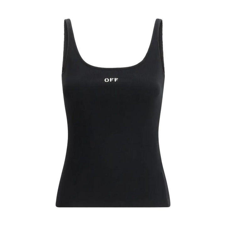 Off-White Black Cotton Sleeveles T-Shirt