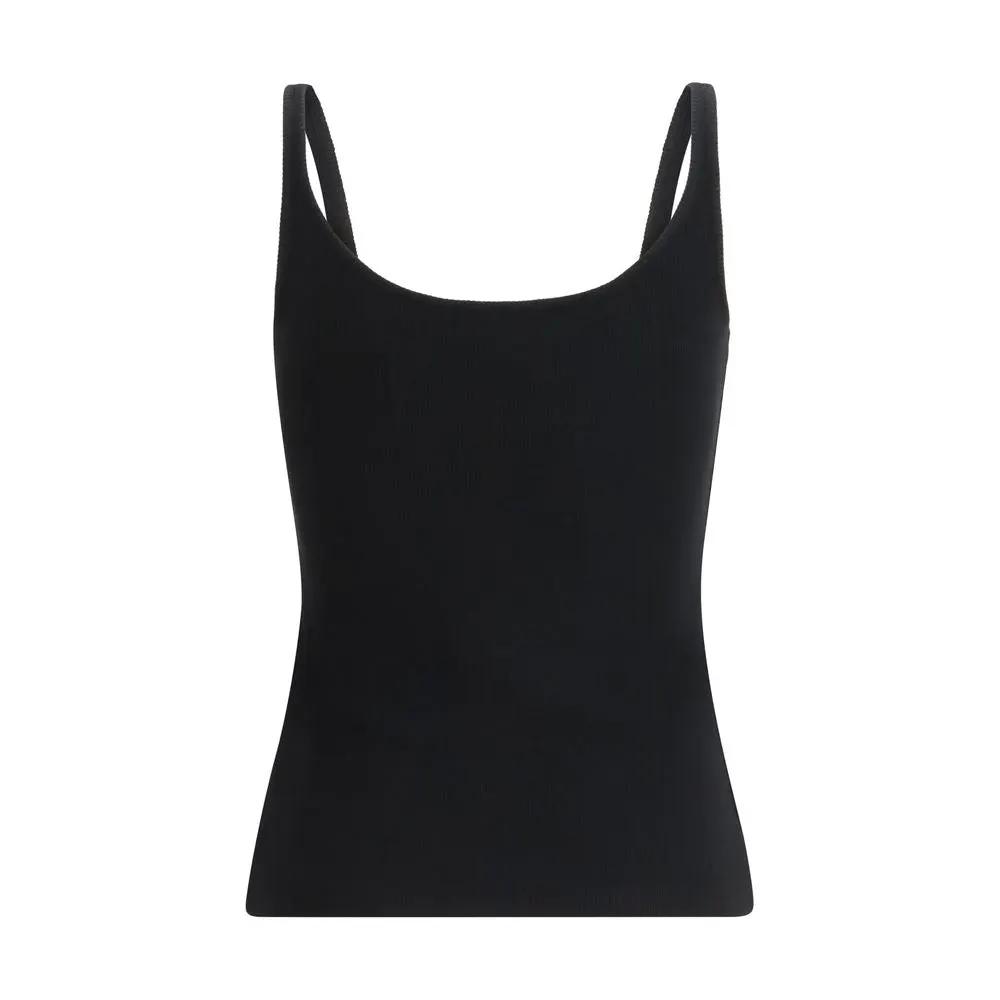 Off-White Black Cotton Sleeveles T-Shirt