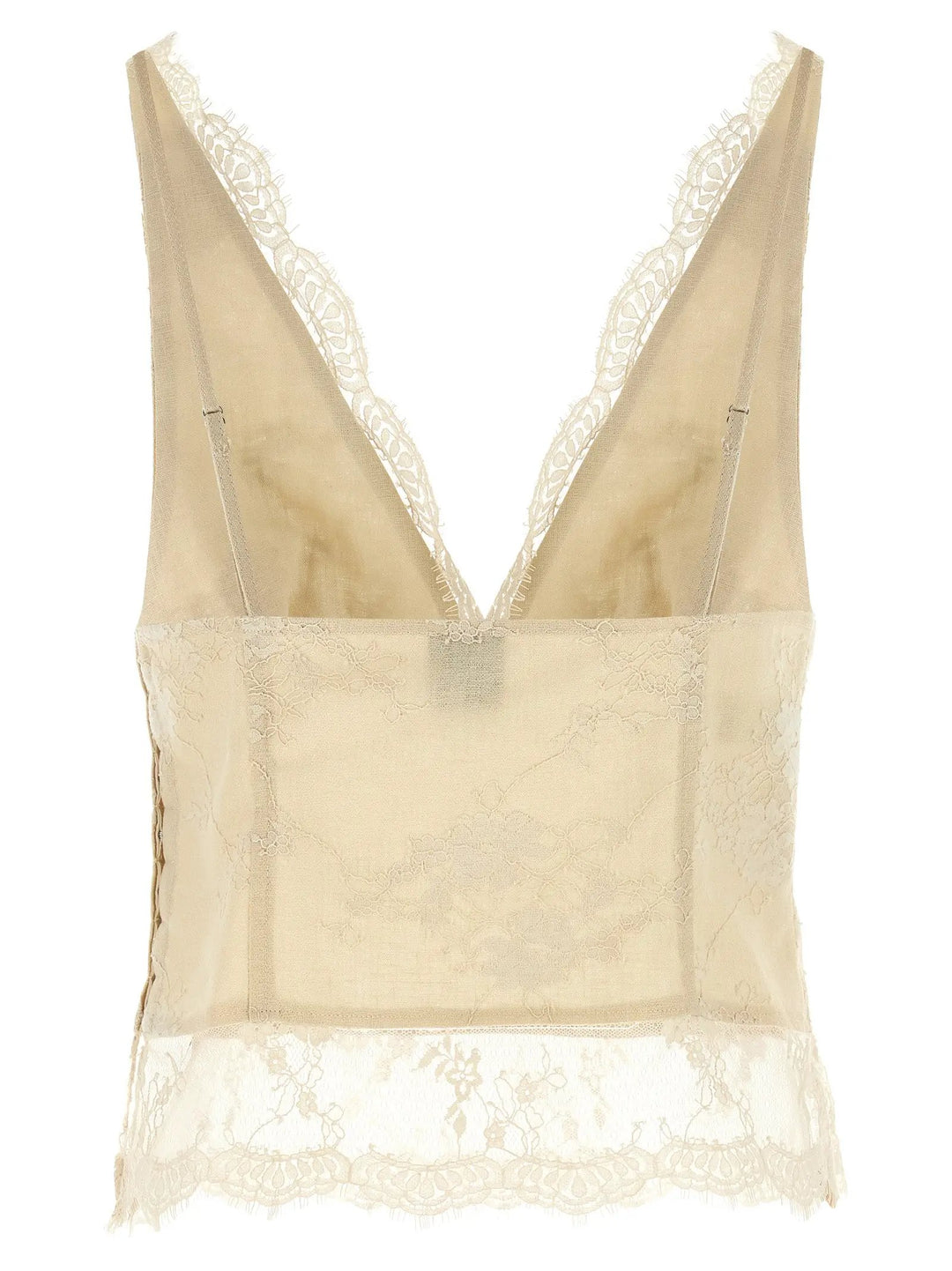 PINKO Beige Linen Tank Tops