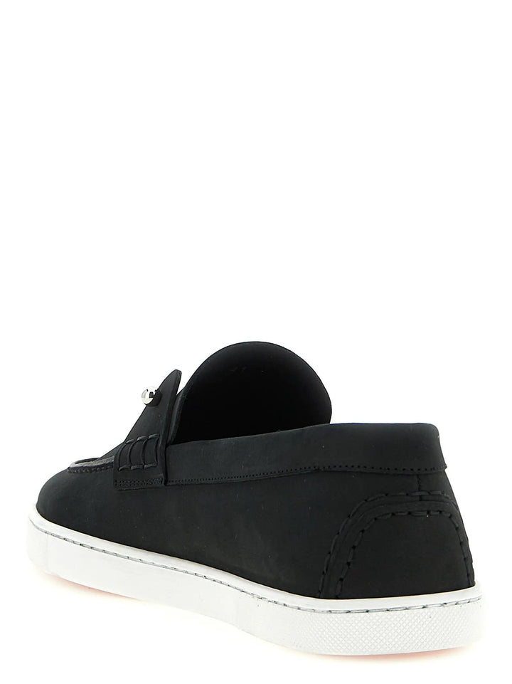 Christian Louboutin Black Calfskin Slip-On Loafers