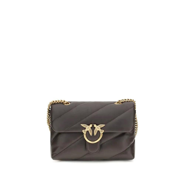PINKO Brown Calf Leather Bos Taurus Shoulder Bag
