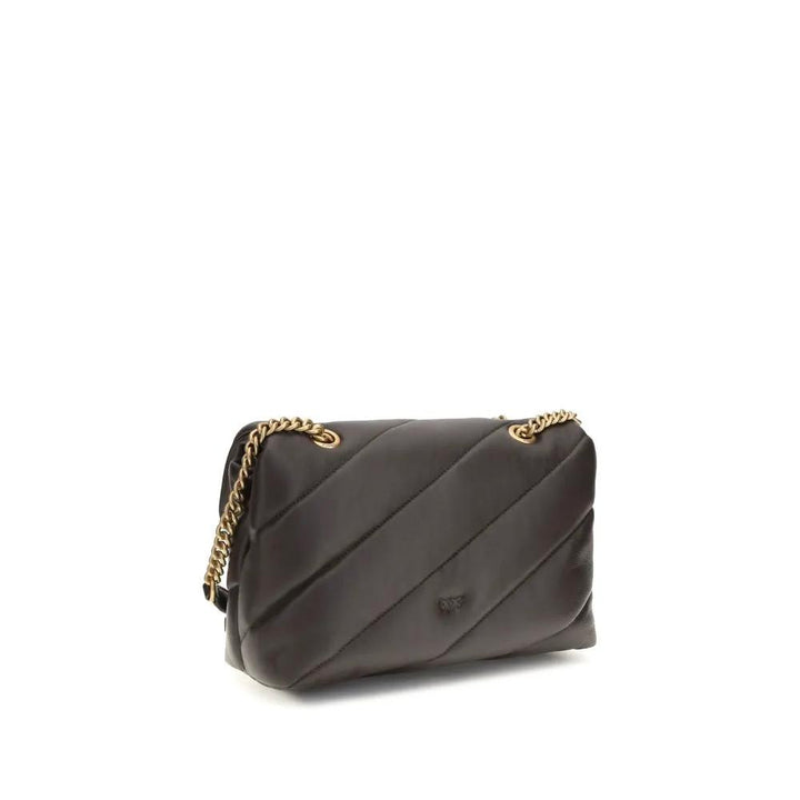 PINKO Brown Calf Leather Bos Taurus Shoulder Bag
