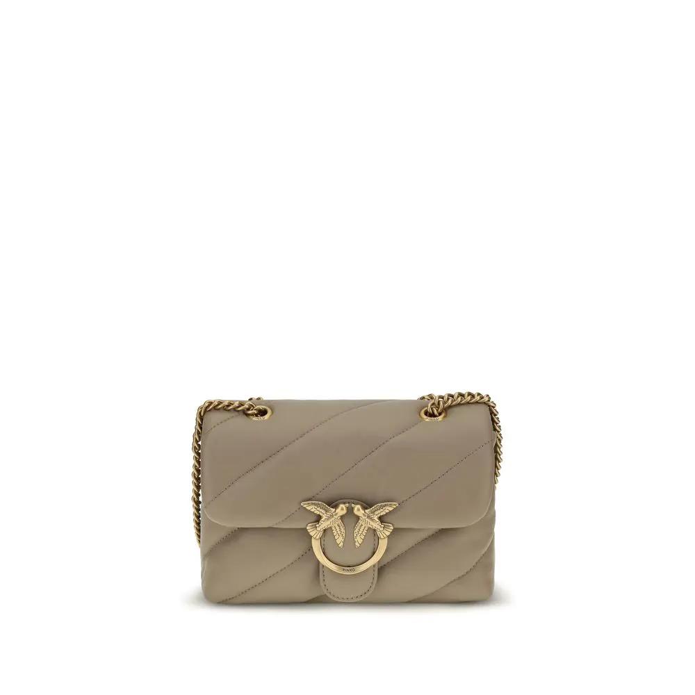 PINKO Beige Calf Leather Bos Taurus Shoulder Bag