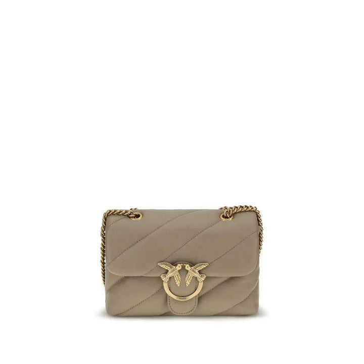 PINKO Beige Calf Leather Bos Taurus Shoulder Bag