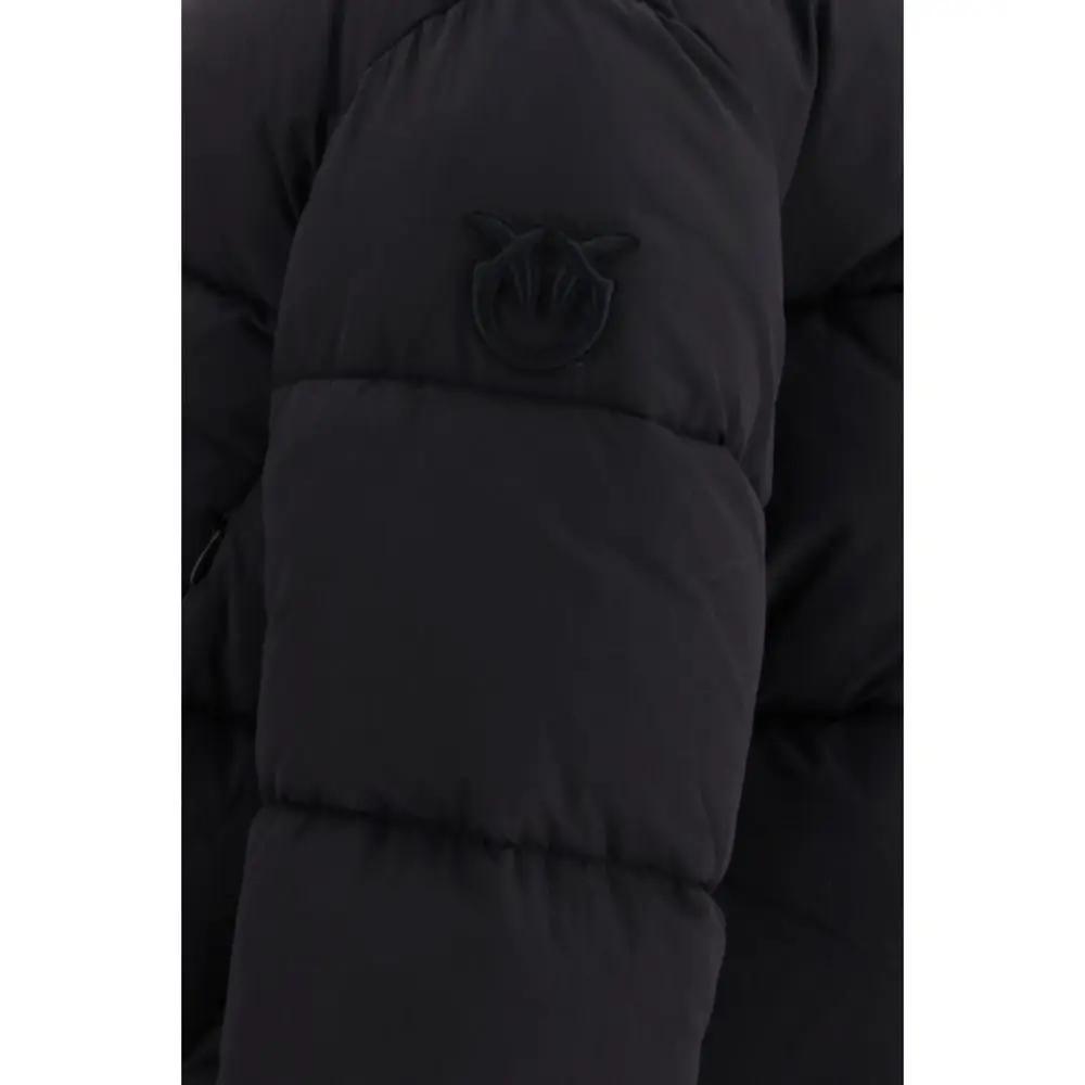 PINKO Black Nylon Full-Length Jacket