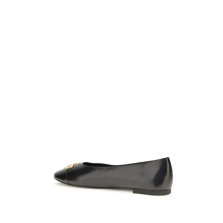 Tory Burch Black Calf Leather Bos Taurus Ballet Flats