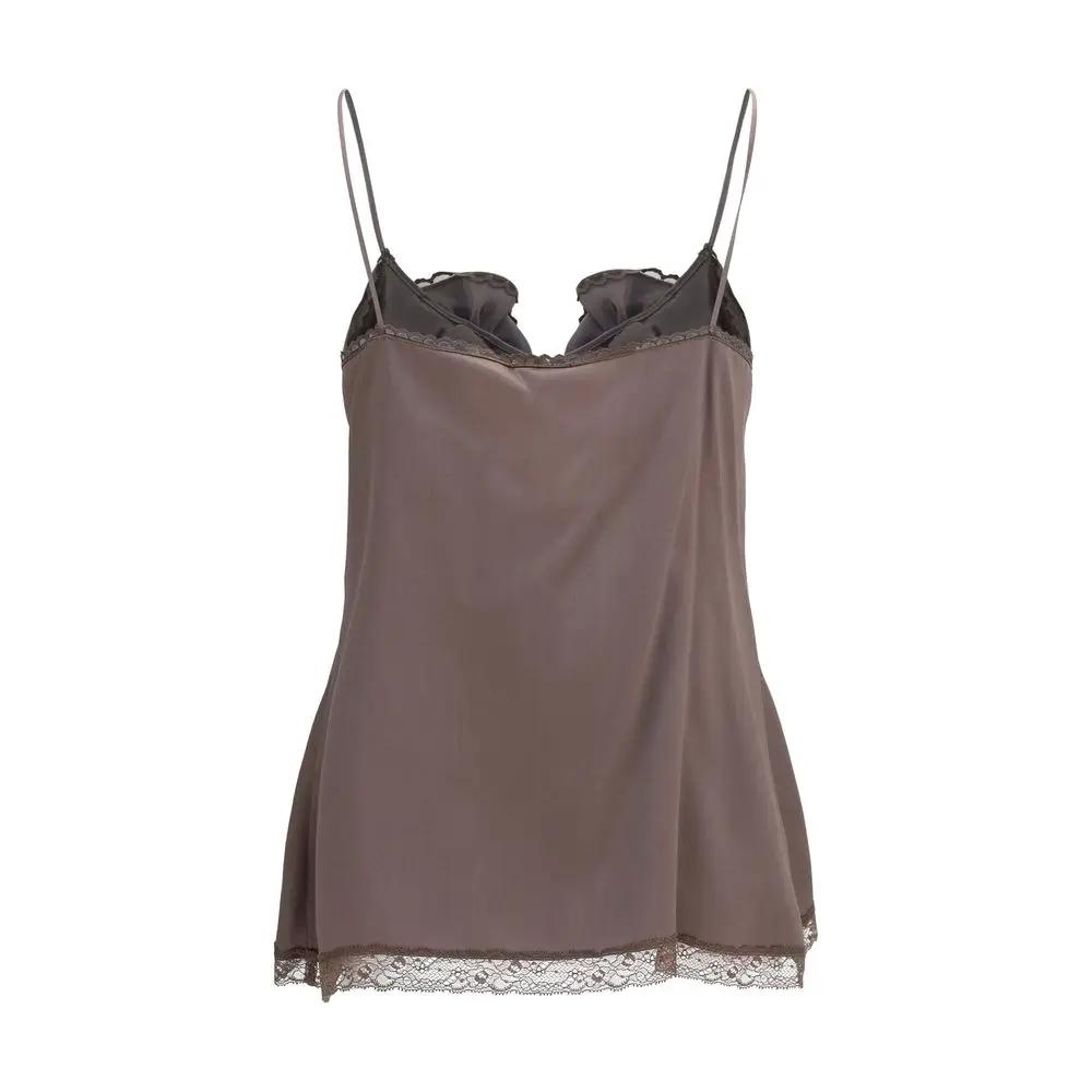 Magda Butrym Sample Sale | Magda Butrym Brown Silk Sleeveles T-Shirt - | Designer outlet